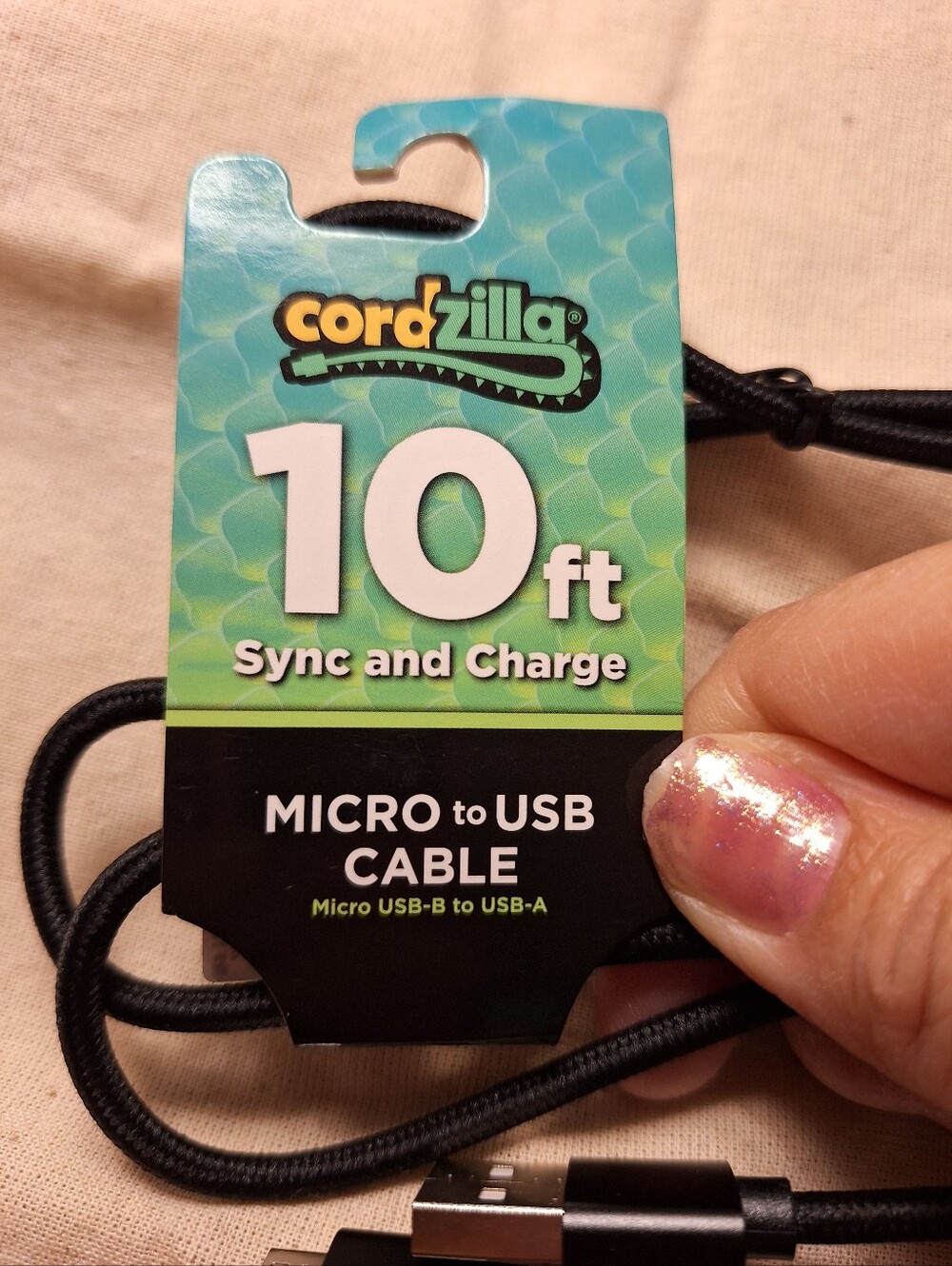 Cordzilla Micro USB B To USB A Black Micro Sync & Charge Cable NEW